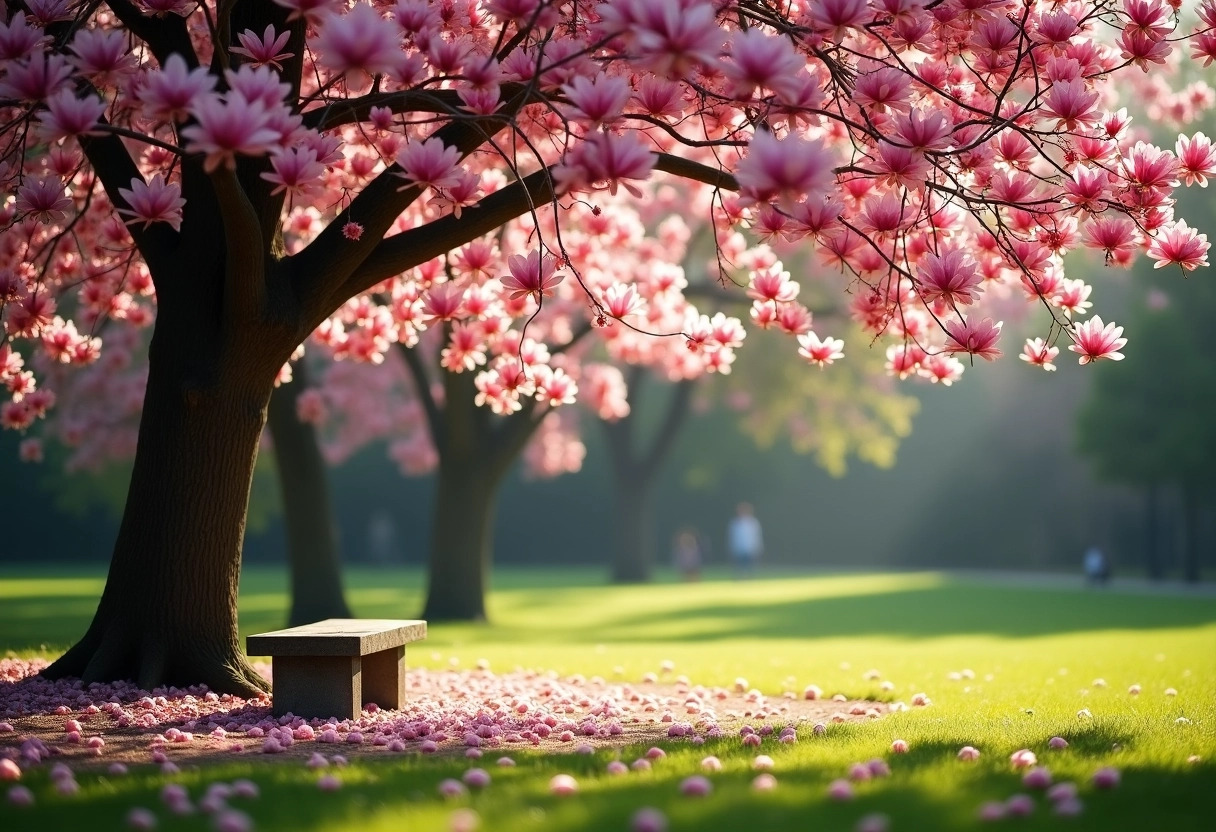 arbres fleurs roses